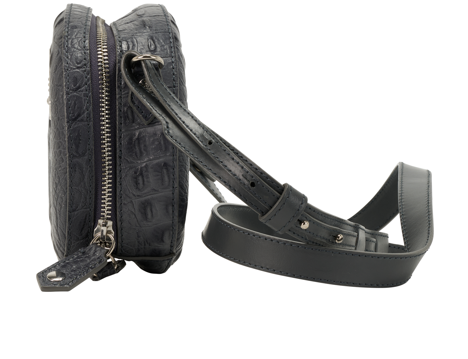 Orb Round Crossbody, &pound;95, Handbags, Grey, Leather, Bottom view